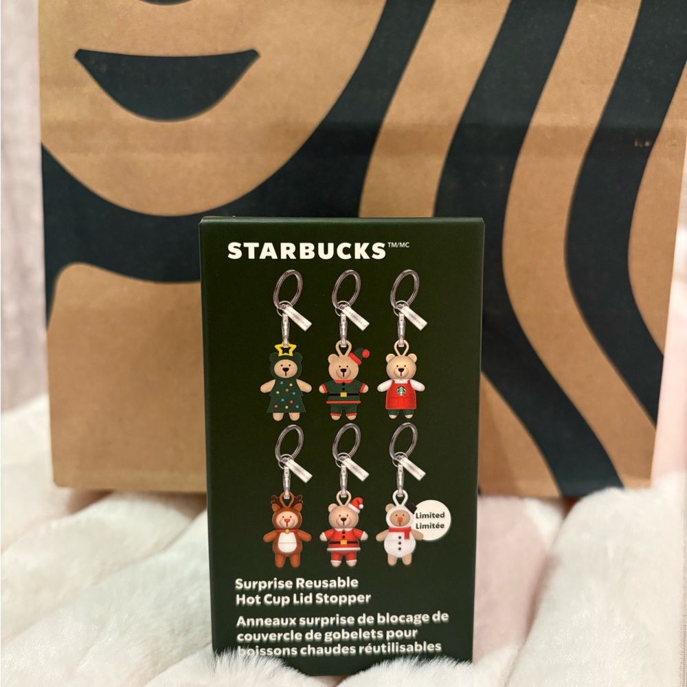 Starbucks Holiday 2025 Bear Surprise Reusable Hot Cup Lid Stopper Keychain